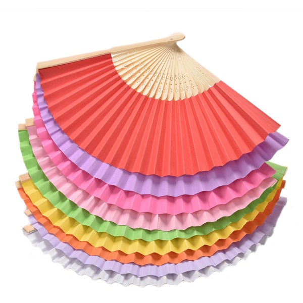 Folding Bamboo Fan Retro Hand Paper Fans Bröllopsdansdekor Yellow