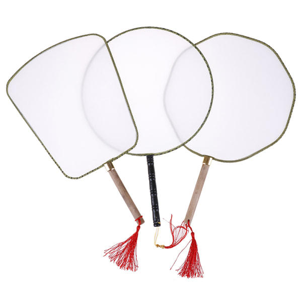 Vit Elegant Hand Fan Gong fläkt tom barn DIY konst målade A