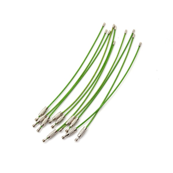 10 st rostfritt stål flygplan kabel tråd nyckelring ring vridning Green