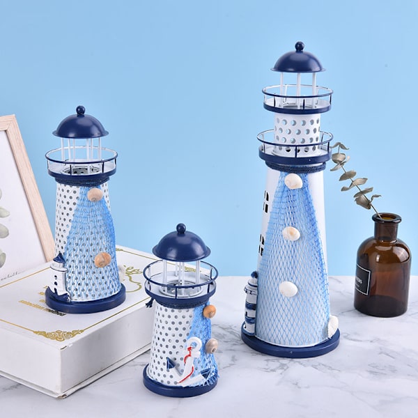 Ocean Flash Lighthouse Fisknät Sjöstjärna Shell Metal Beacon 14CM