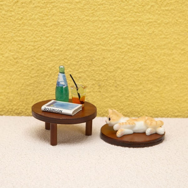 1:12 Dockhus Miniatyr Runt Te Soffbord Avslutsbord m/matt