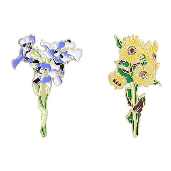 Lapel Pin Badge Van Gogh Sunflower Iris Brosch Blomma Hat Pin M A2