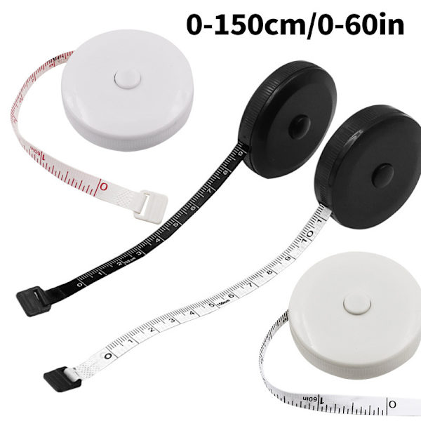 150 cm Bandmätare Skräddarlinjal Nyckelring Mätband Kläder Black White ruler
