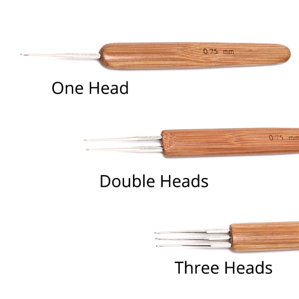 1 st/3 st 0,75 mm Dreadlock Virknål Bambu Handtag Krokar också 3pcs