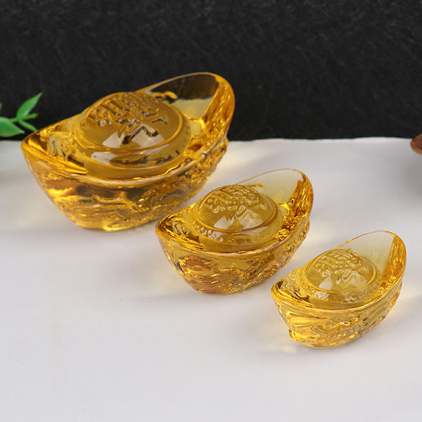 Feng Shui Yuan Bao Dragon Pattern Ingot Lucky Blessing Hem Eller 8cm