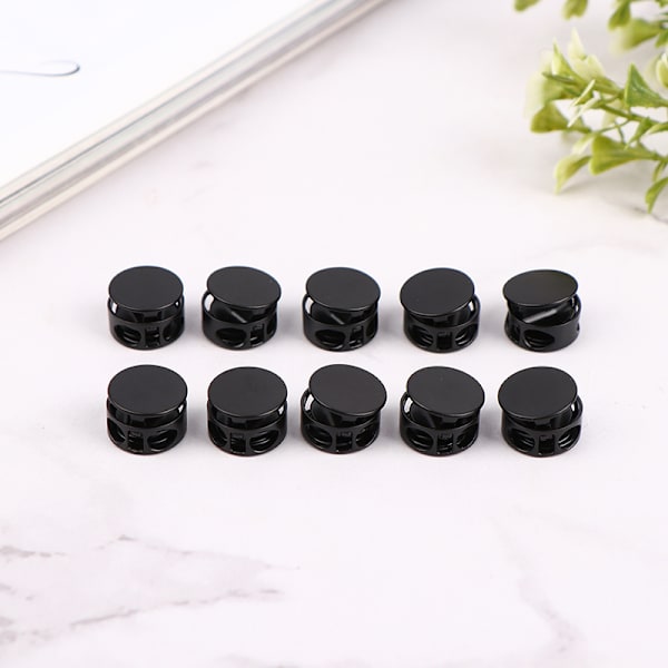 10 st Sladdlåsklämma Toggle Clip Stopper Spännen för Paracord Black