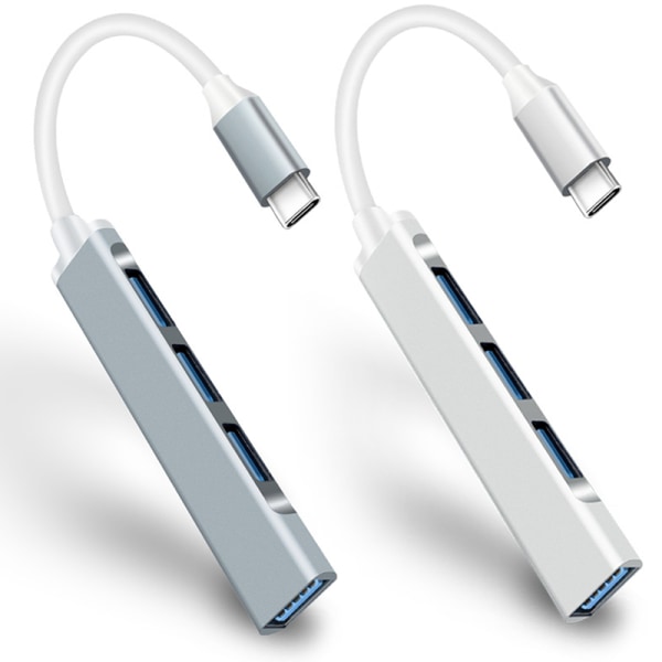 USB C HUB 3.0 Typ 4 Port Multi Splitter Adapter OTG för dator silvery USB 3.0