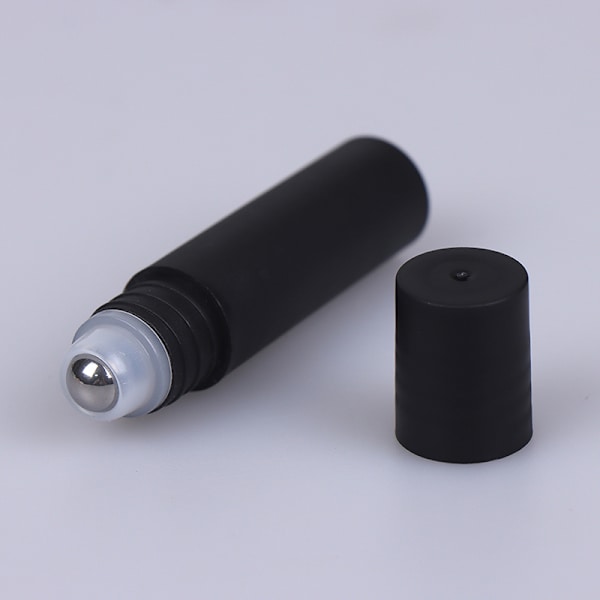 5ml plast Roll-on parfymflaskor Rostfritt stål Roller ball Black
