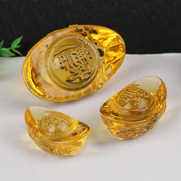 Feng Shui Yuan Bao Dragon Pattern Ingot Lucky Blessing Hem Eller 8cm
