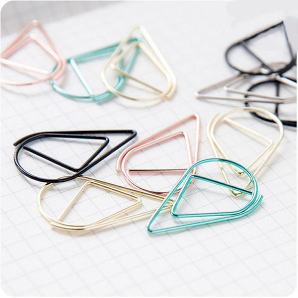 50 stycken metall droppformade pappersklämmor Kawaii e Bookmark Clip S Gold