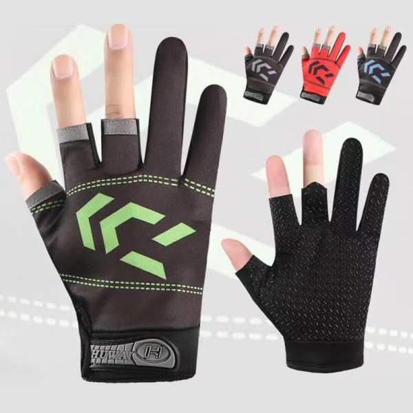 Fiskehandskar Half Finger Anti-slip Andas Hög Elastic Me green