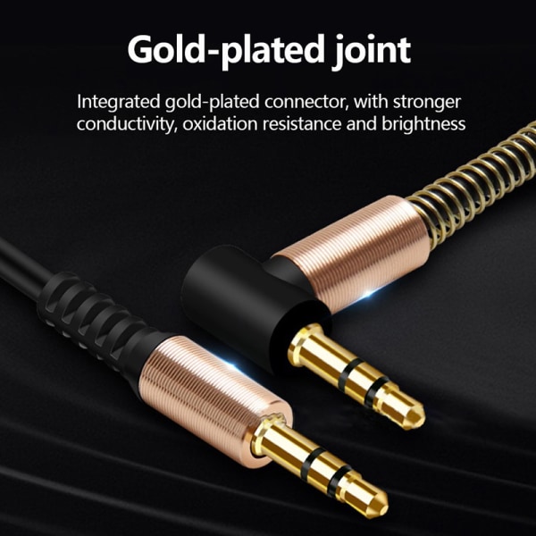 3,5 mm jack o linbanefjäder AUX-kabel Guldpläterad jack hane t Black