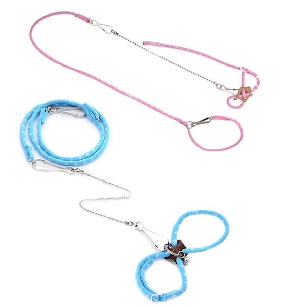 Justerbar små husdjur hamster koppel sele Set med klockor Ferre Light blue