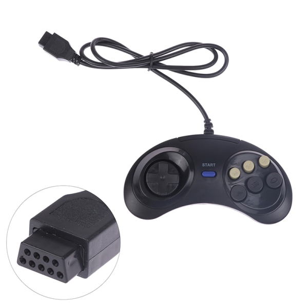 Classic Wired 6 Buttons Joypad Handle Game Controller för SEGA