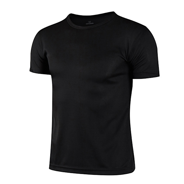 Sommar T-shirt för män Casual Vita T-shirts Man kortärmad T black L