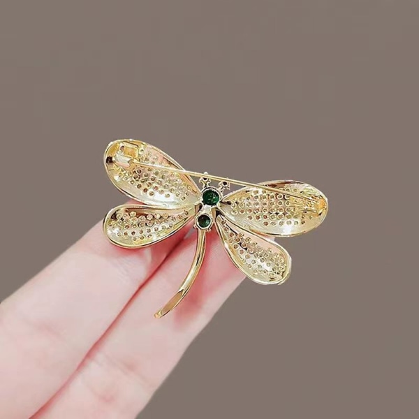 Dragonfly tema mode emalj Kristall Strass Brosch Pin Rose red