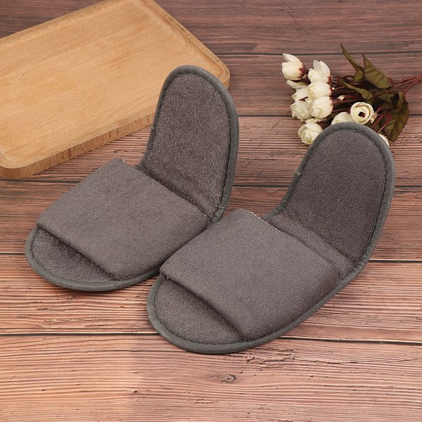 1 par Foldable Home Hotel Andningsbara Tofflor SPA Resesalong Gray