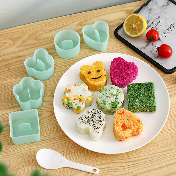 5 st Cartoon Shape Rice Ball Set Sushi Form Bento Stamper Kitc Blue