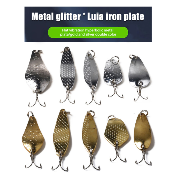 Lua Paljetter Guld Silver Lure Flat Vibration Double Curved Metal sliver B