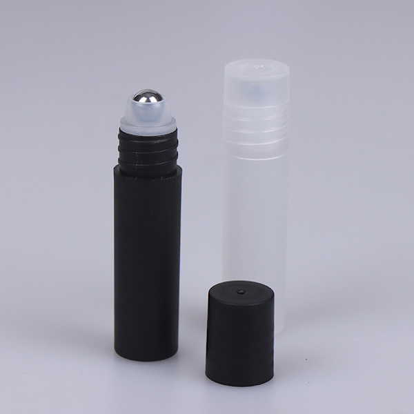 5ml plast Roll-on parfymflaskor Rostfritt stål Roller ball Black