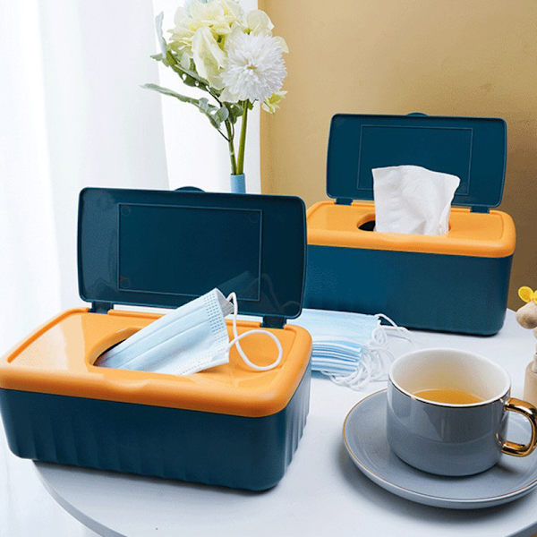 Desktop Tissue Box-hållare Dammtät Dispenserhållare för våtservetter Blue