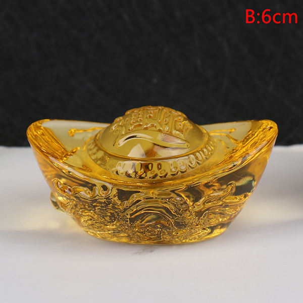 Feng Shui Yuan Bao Dragon Pattern Ingot Lucky Blessing Hem Eller 6cm