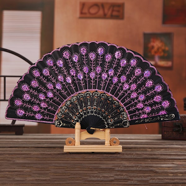 Lolita Feather Folding Fan Sweet Fairy Girl Dark Gothic Court D Pink