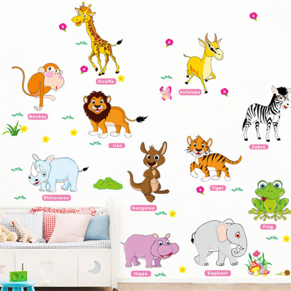 djungeldjur väggklistermärken för barnrum heminredningsaffisch med