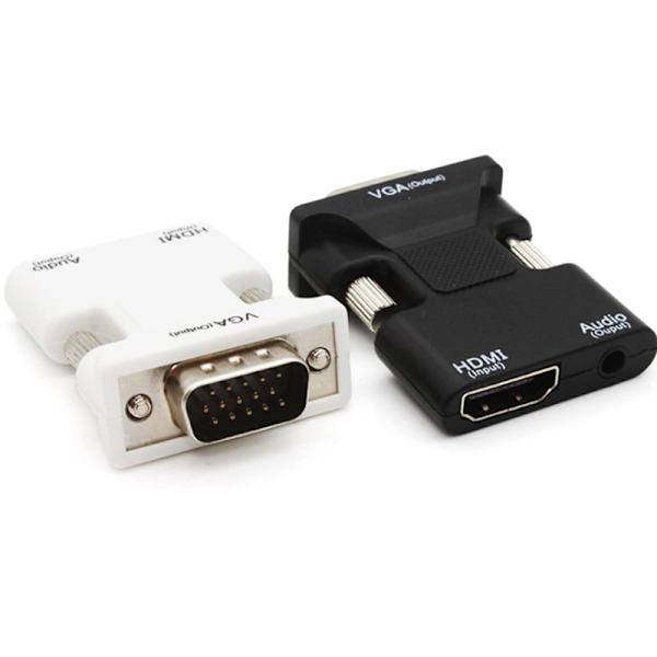 HDMI hona till VGA hane-omvandlare med o Adapterstöd 1080P White