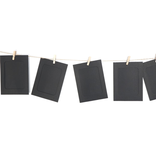 10st DIY 6 tum Hängande Album Clip Kraftpapper Fotoram för Black