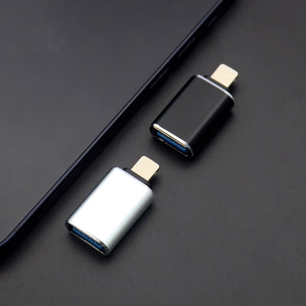 USB 3.0 OTG Adapter För iPhone iPad Lighting Hane Adapter Data Silver