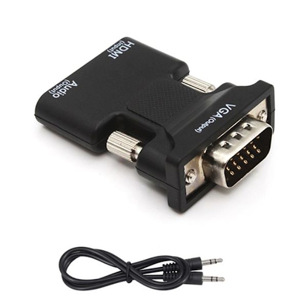 HDMI hona till VGA hane-omvandlare med o Adapterstöd 1080P Black
