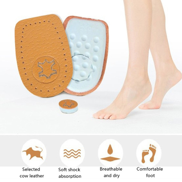 2st Unisex mjuk innersula Hälstöd Lyftinlägg Skodyna Heig Brown
