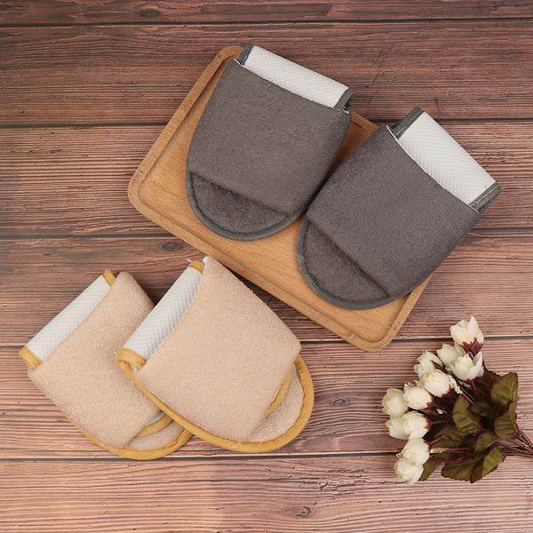1 par Foldable Home Hotel Andningsbara Tofflor SPA Resesalong Gray