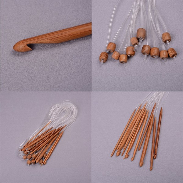 1,2 m 48" 12 olika storlekar/ set Tunisian Carbonized Bamboo Cro
