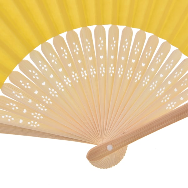 Folding Bamboo Fan Retro Hand Paper Fans Bröllopsdansdekor Yellow