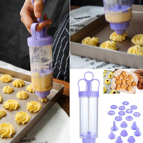 Cookie Biscuit Maker Pump Press hine Dekor Form Purple