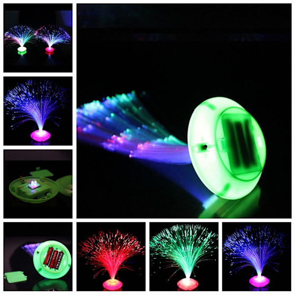 Färgskiftande LED Fiberoptisk Nattljus Lampstativ Home Deco