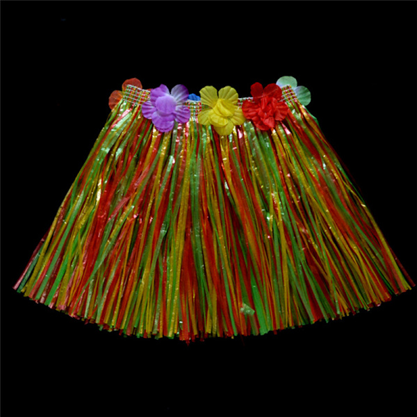 Barn Pojkar Flickor Hawaiian Hula Grass Beach Kjol Blomma Armband Color