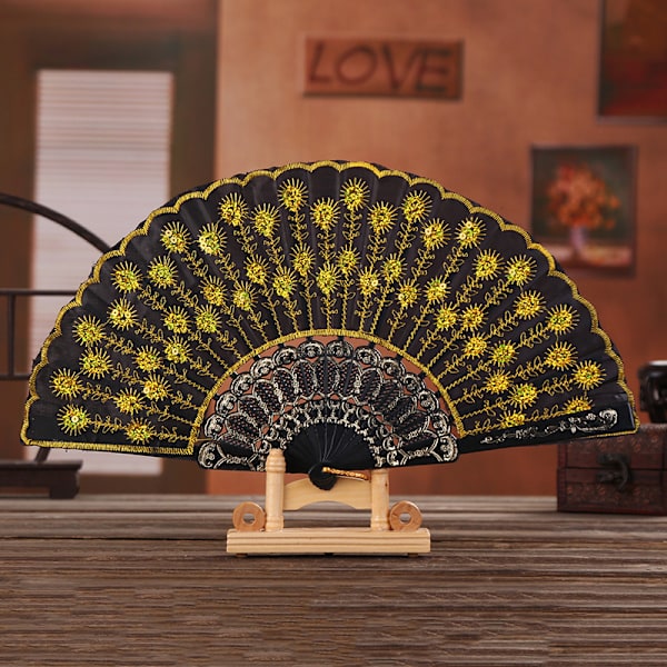 Lolita Feather Folding Fan Sweet Fairy Girl Dark Gothic Court D Light blue