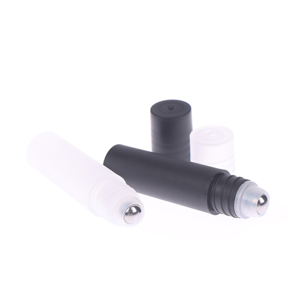 5ml plast Roll-on parfymflaskor Rostfritt stål Roller ball White