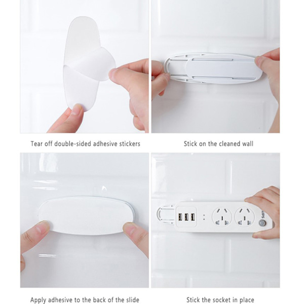 1st Väggmonterad självhäftande Power Strip Hållare Fixator Sockel Ca