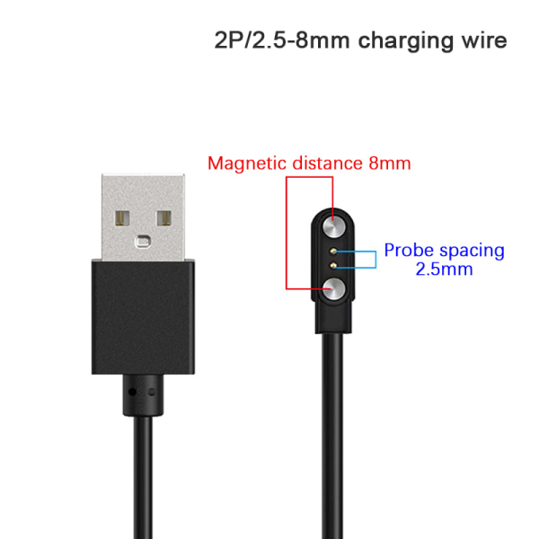 2-stifts stark magnetisk laddningskabel USB laddkabel A10