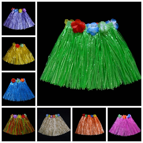 Barn Pojkar Flickor Hawaiian Hula Grass Beach Kjol Blomma Armband Color