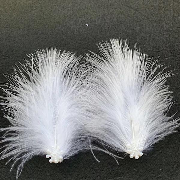2st Fairy White Feather Hårklämma Huvudbonad Bröllop För Feathe P3