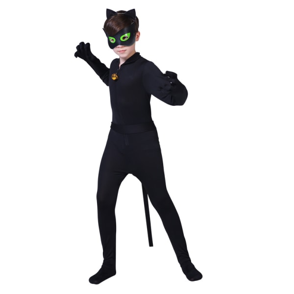Cosplay Cat Noir Barn Body Black Cat Halloween Set Kids Da black L