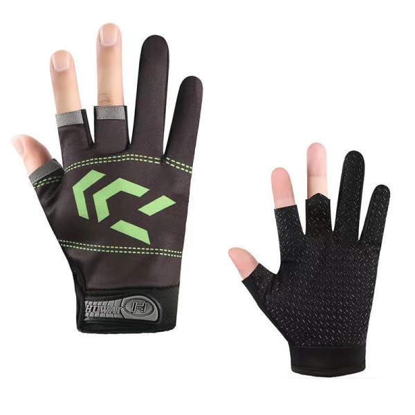 Fiskehandskar Half Finger Anti-slip Andas Hög Elastic Me green