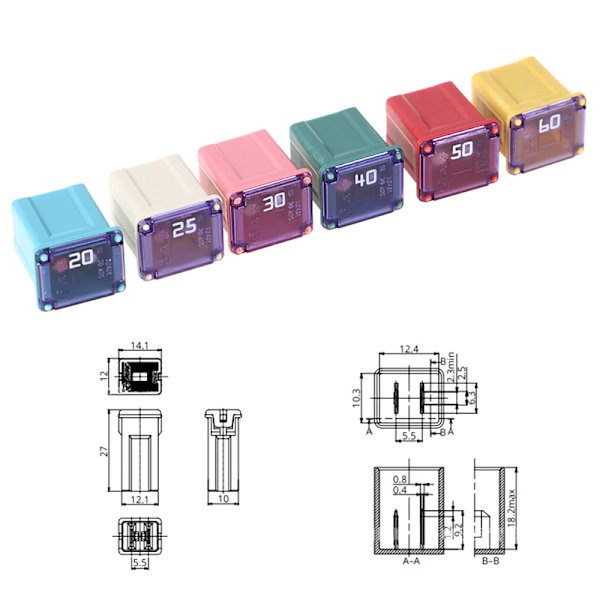 Mini Square Fuse58V 20A 25A 30A 40A 50A 60A Bilsäkring 20A