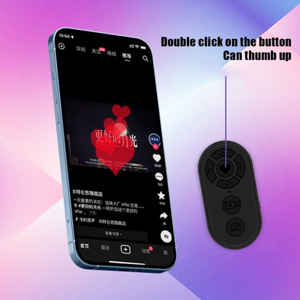 Laddningsbar Bluetooth-kompatibel fjärrkontroll 7 knappar W