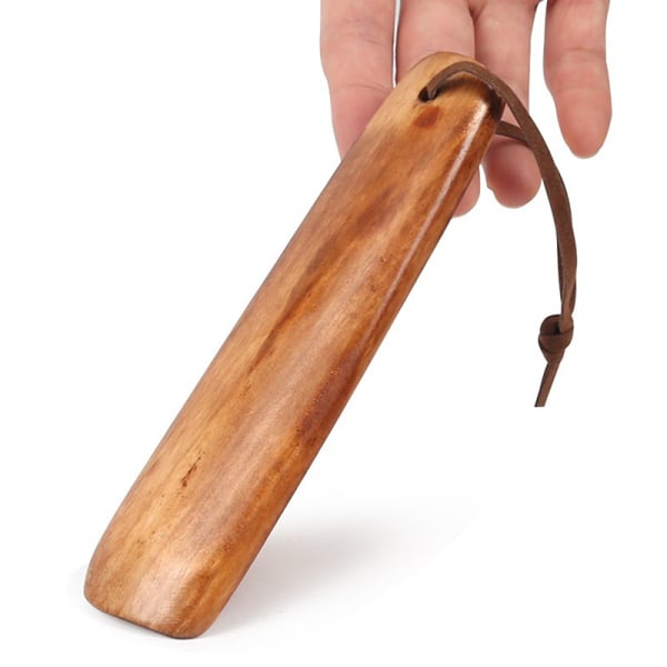 1 ST Skohorn i massivt trä Naturligt träskohorn Långt handtag S M